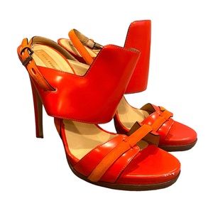 Reed Krakoff Solar Sandal Orange Stilettos Slingbacks Heels Pumps Sandals Sz 6.5